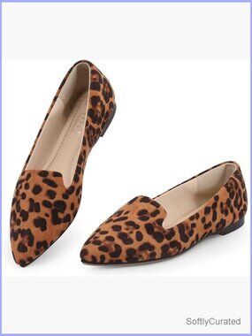 Pointed Toe Flats with Memory Foam, Suede Slip On for Office & Standing